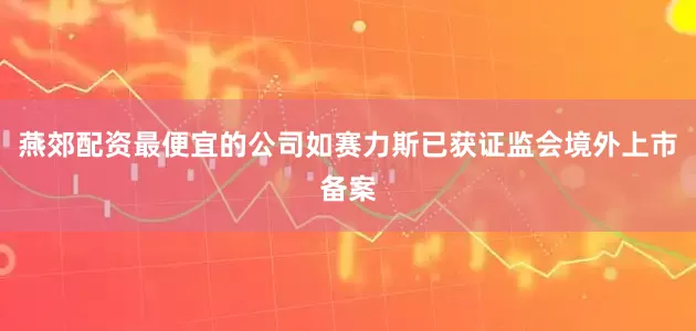 燕郊配资最便宜的公司如赛力斯已获证监会境外上市备案