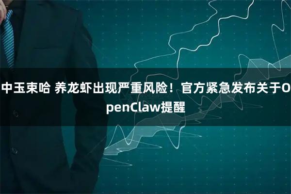 中玉束哈 养龙虾出现严重风险！官方紧急发布关于OpenClaw提醒